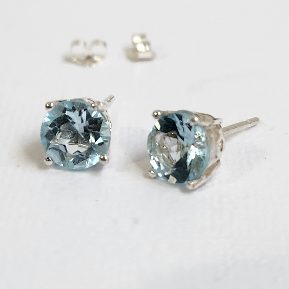 Lrg Semi VTG 2ctw Icey Topaz Open Lattice 925 Stud Earrings 6mm High Brilliance - Picture 9 of 16